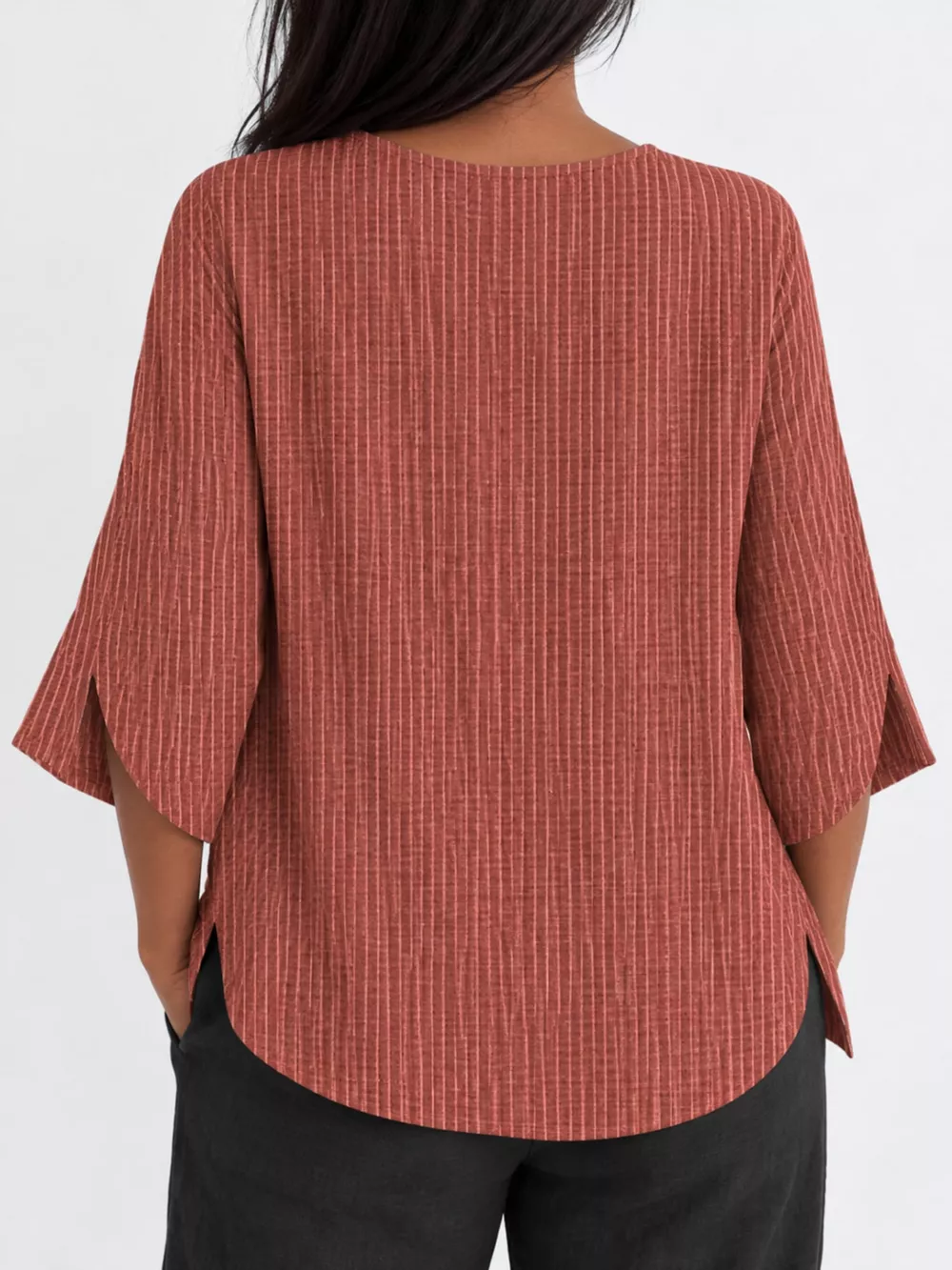 Full Size Casual Striped Loose-Fit Blouse Plus Size, image 12