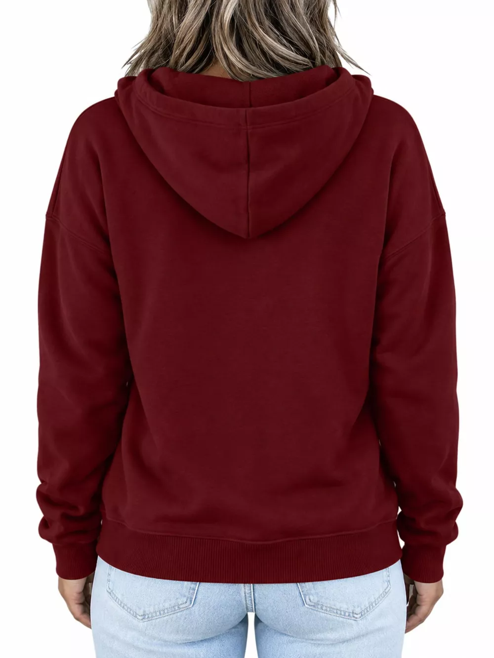 Full Size Kangaroo Pocket Dropped Shoulder Hoodie Plus Size, image 15