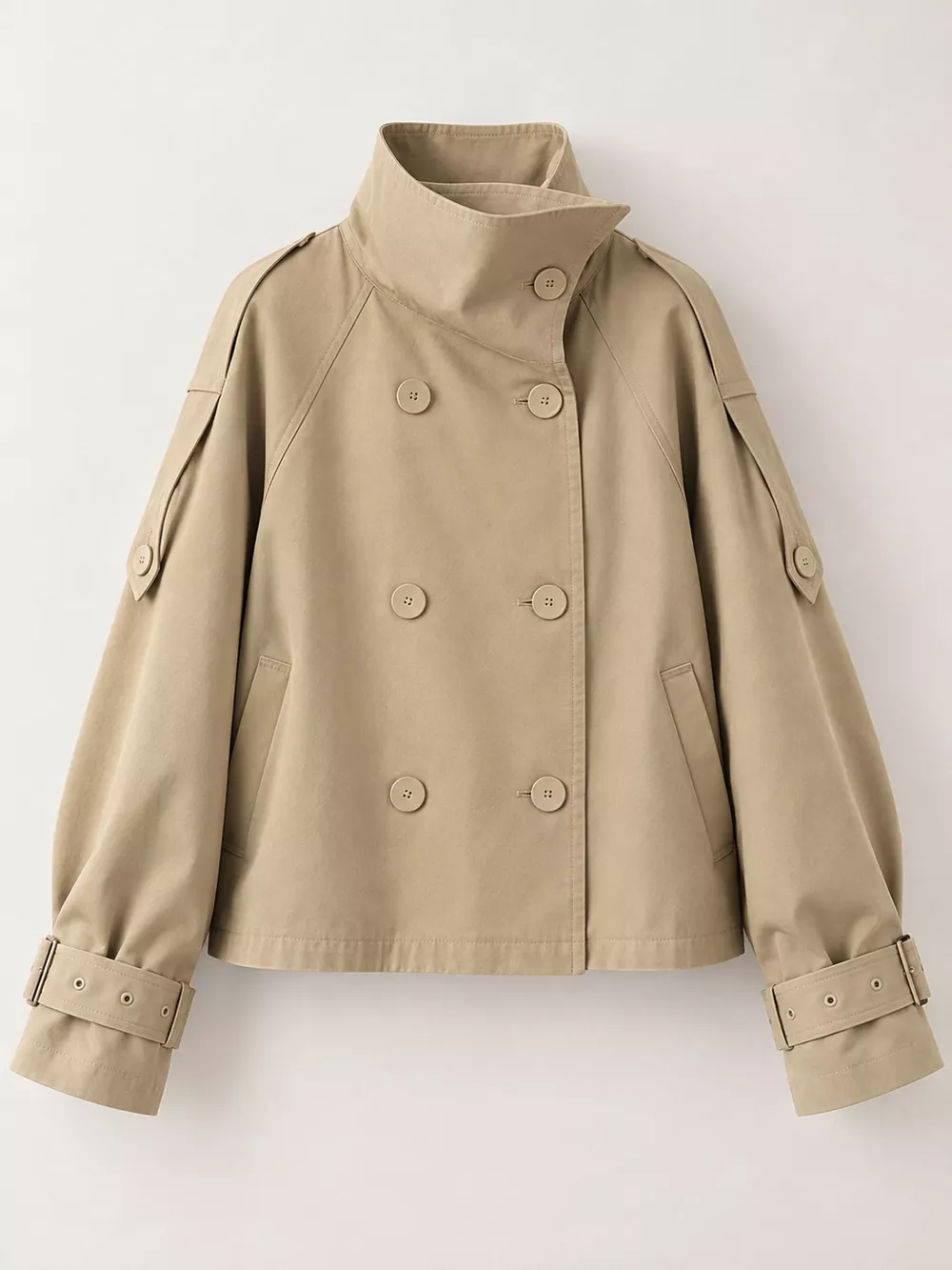 Double-Breasted Cropped Trench Jacket, image 8