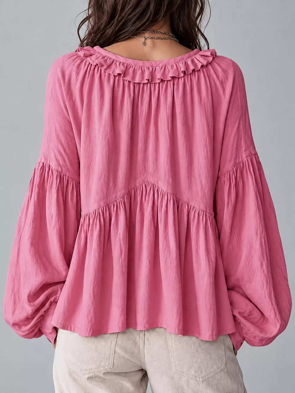 Ruffled V-Neck Blouse, image 27