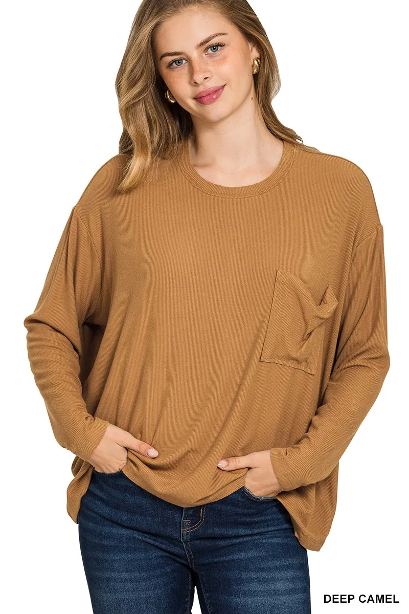 Ribbed Rayon Span Dolman Sleeve Top