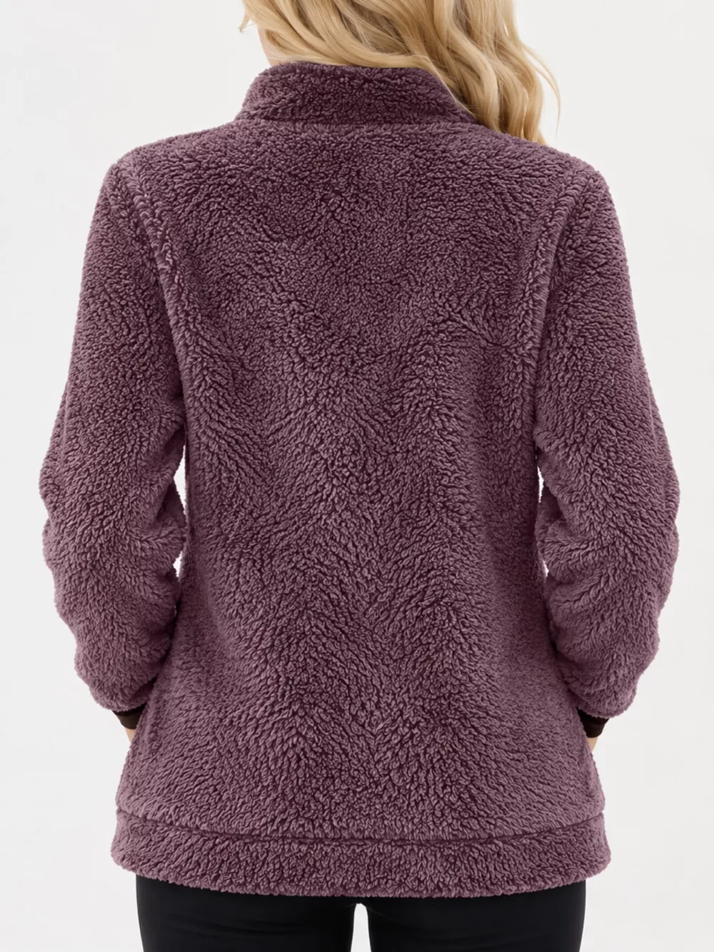 Full Size Fleece Zip-Up Jacket with Contrast Trim Plus Size, image 29