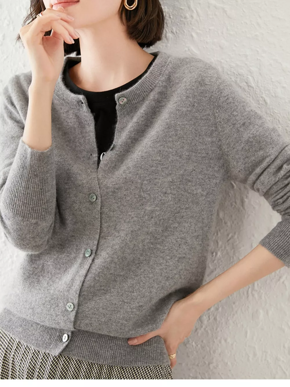 Crew Neck Button-Down Cardigan, image 69