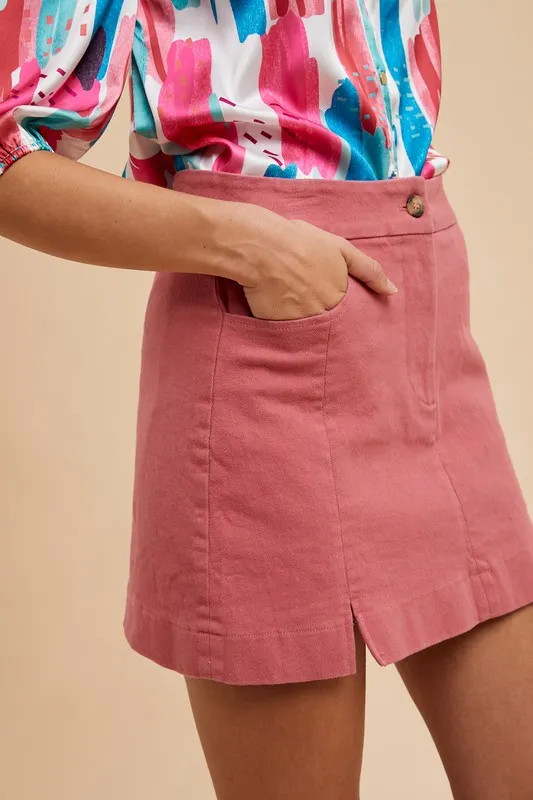 Comfort Stretch Cotton Slit Detailed Mini Skirt, image 4
