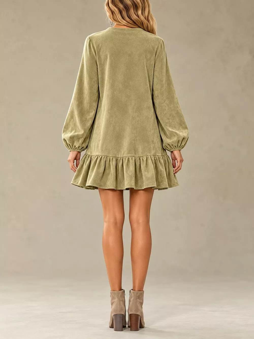 Quarter-Zip Ruffle Hem Mini Dress, image 3