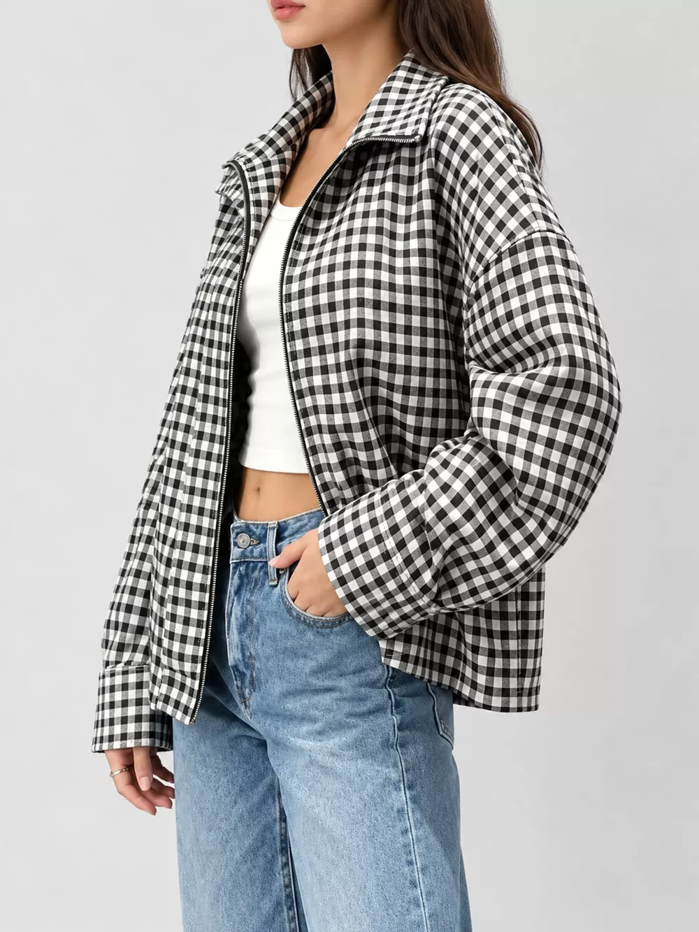 Plaid Zip-Up Jacket, image 3