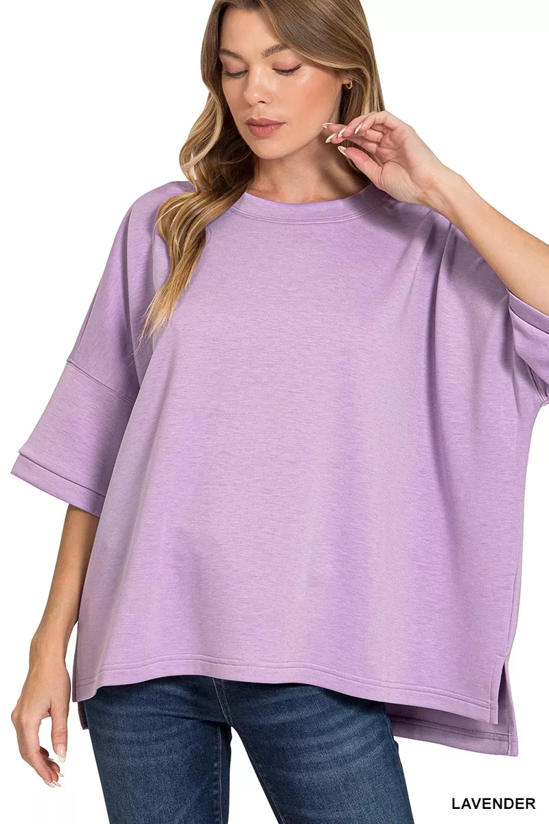Scuba Round Neck Top With Side Slits, image 2