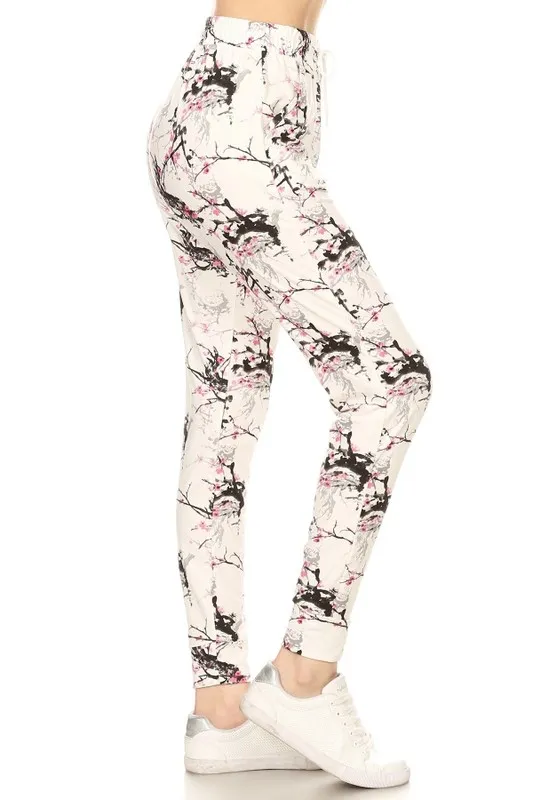 Full Size Buttery Soft Printed Joggers with Drawstring Plus Size, image 2