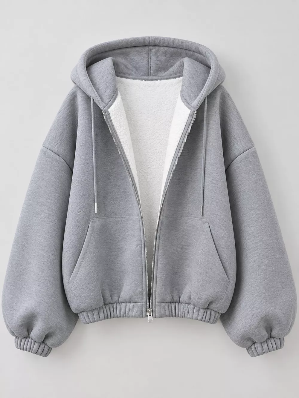 Oversized Fleece-Lined Zip-Up Hoodie, image 9