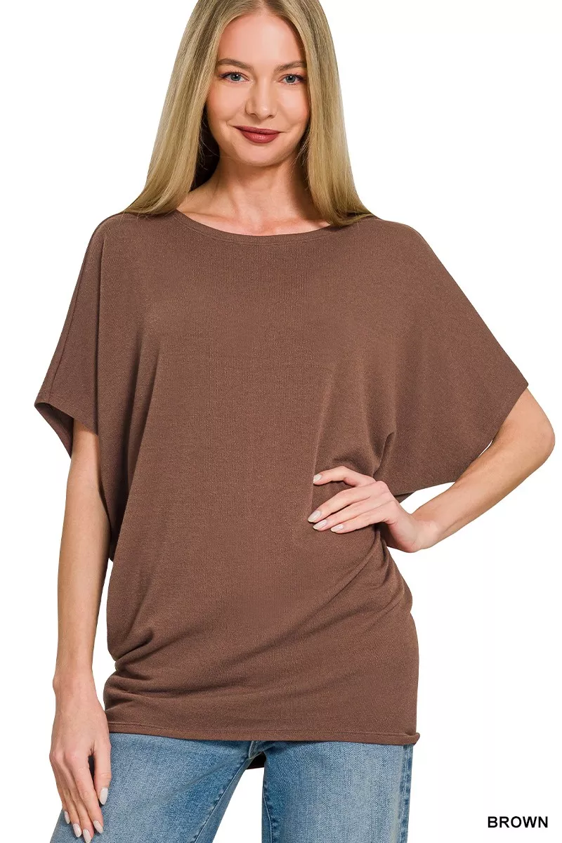 Hacci Dolman Sleeve Boat Neck Top