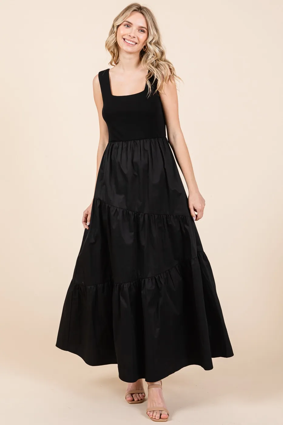 Mix Media Square Neck Maxi Dress, image 2