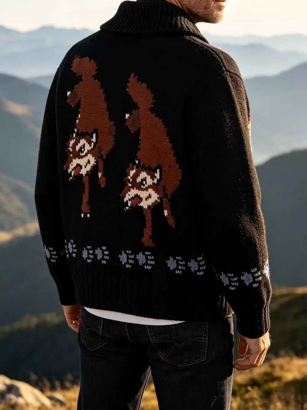 Men's Full Size Animal Chunky Knit Zip-Up Cardigan Plus Size, image 24