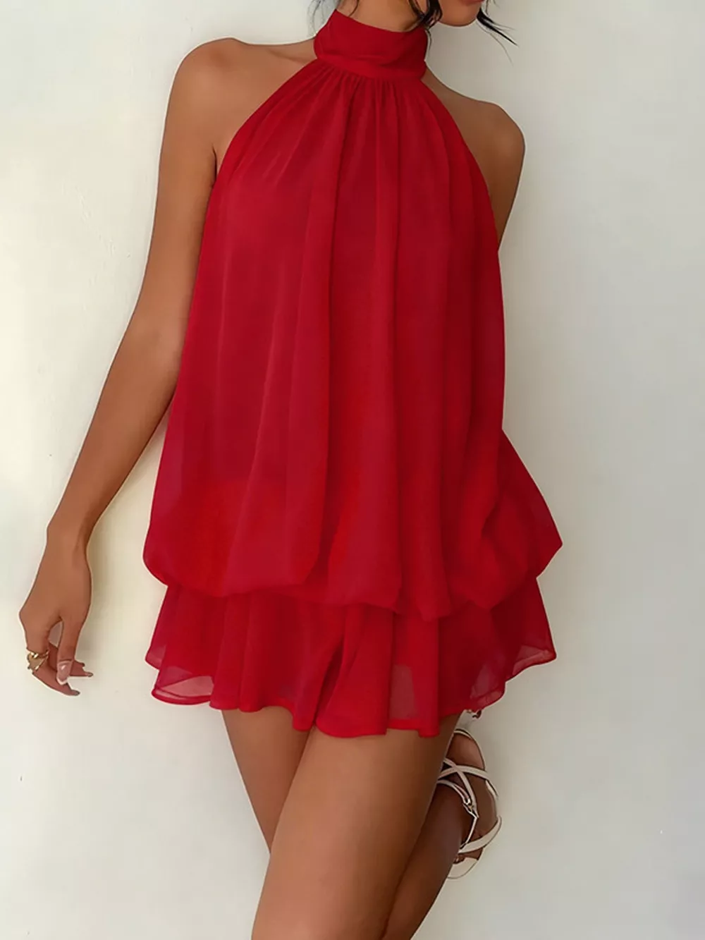 Halter Neck Ruched Mini Dress, image 51
