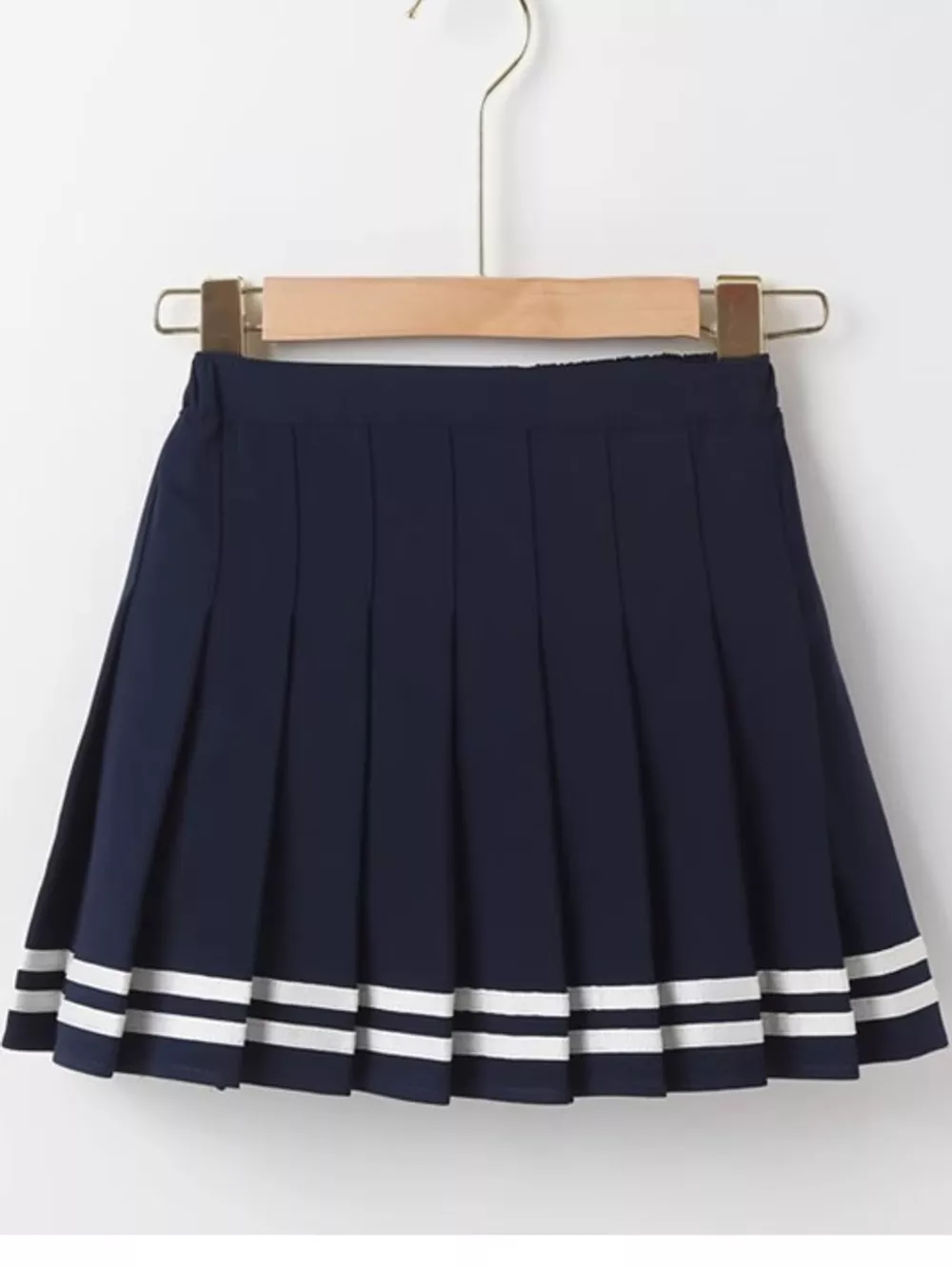 Pleated Striped Skirt