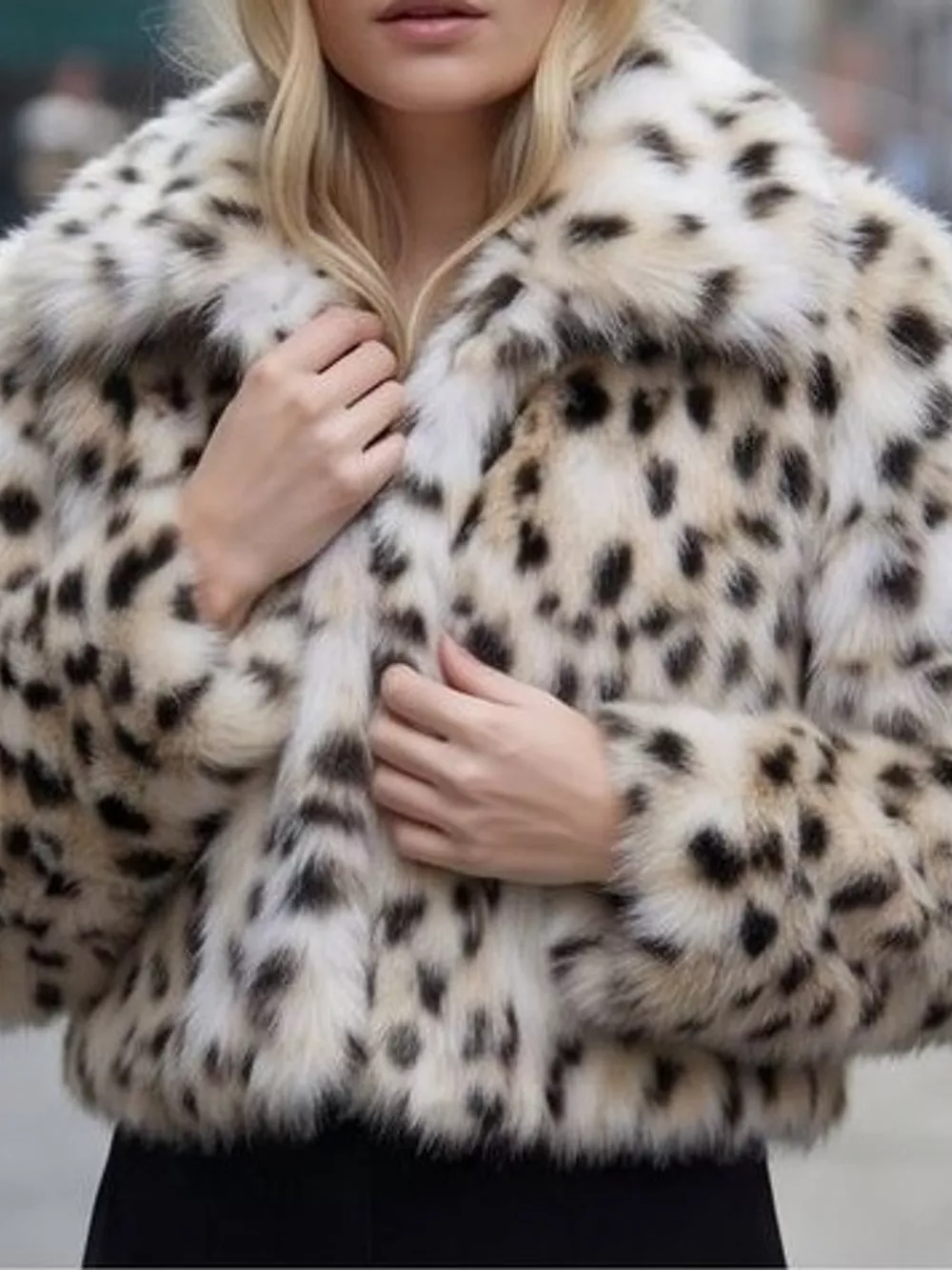 Plus Size Leopard Print Faux Fur Cropped Outerwear, image 4