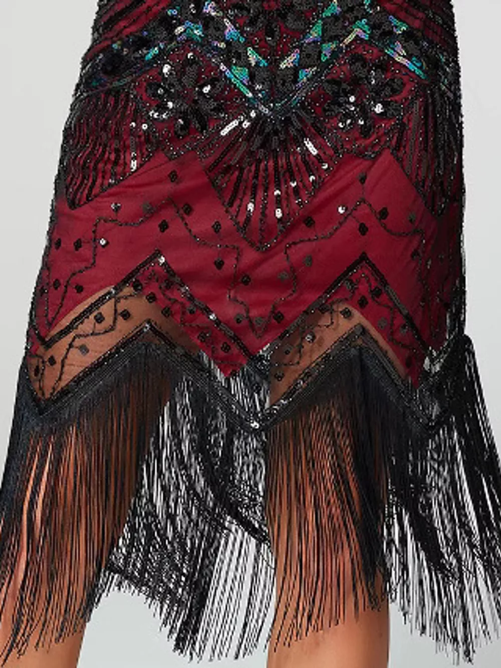 Full Size Sequin Fringe Hem Sleeveless Dress Plus Size, image 3