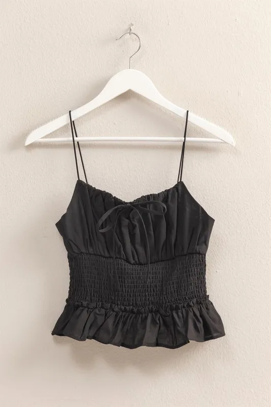 Poplin Smocked Waist Summery Cami Top, image 2