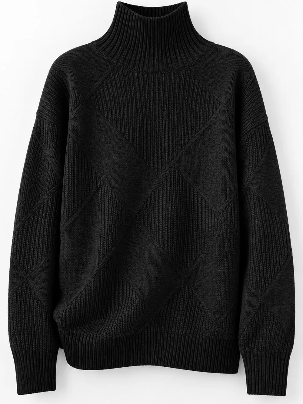 Full Size Diamond Pattern Turtleneck Sweater Plus Size, image 24