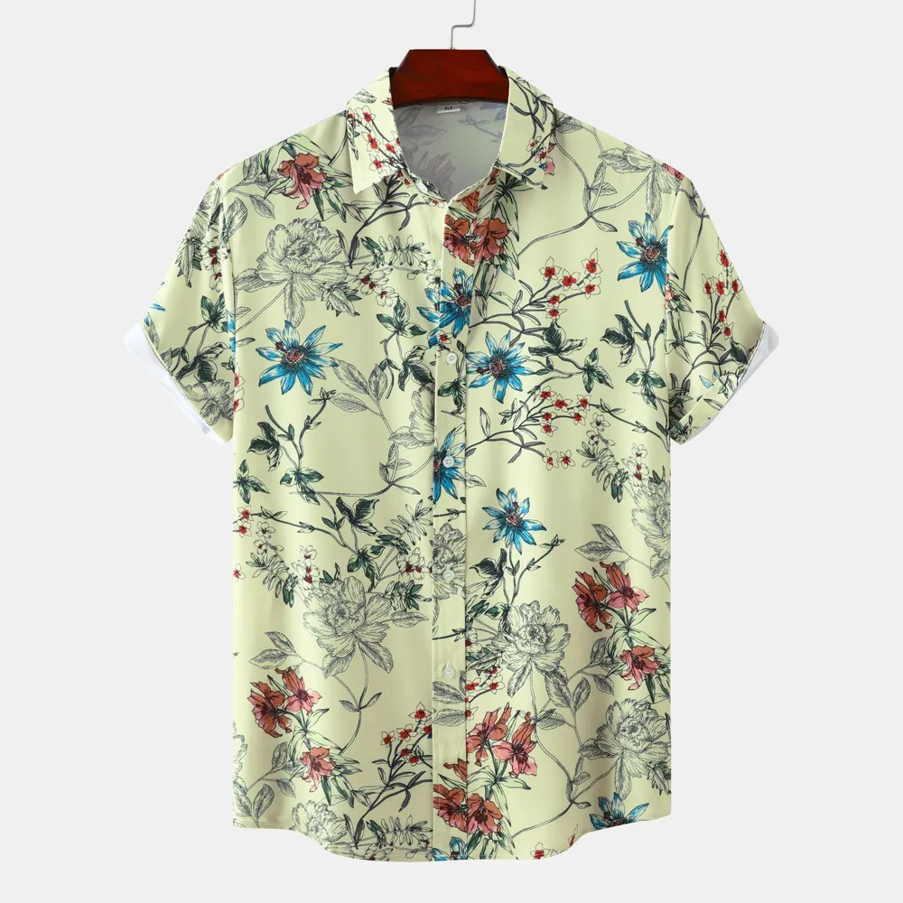 Men's Plus Size Floral Print Short Sleeve Button Down Casual Shirt, image 4