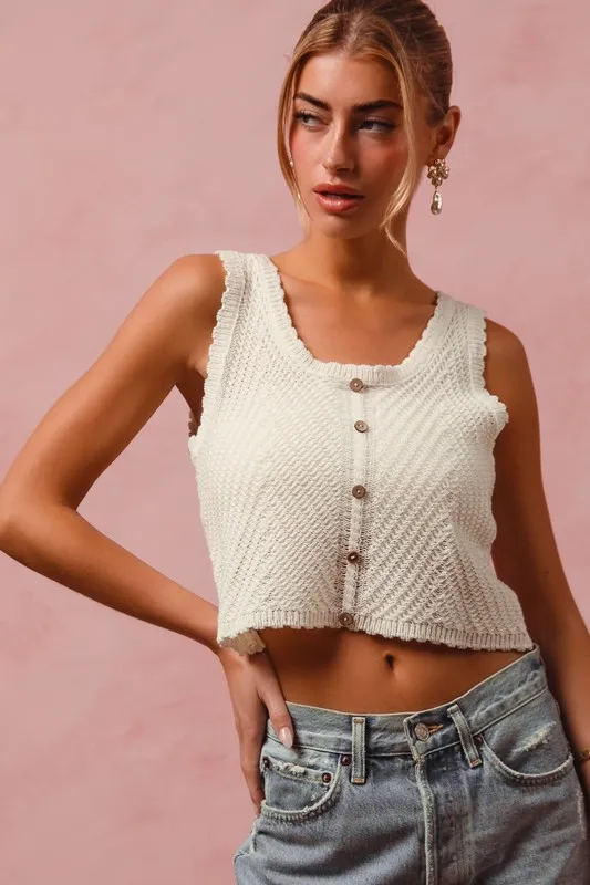 Chevron Pattern Buttoned Front Lightweight Tank Top, image 10