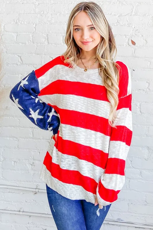 American Flag Long Sleeve Sweater, image 6