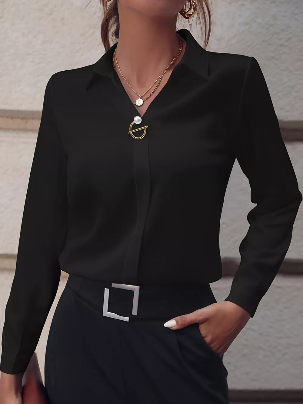 Long Sleeve Satin Blouse, image 5