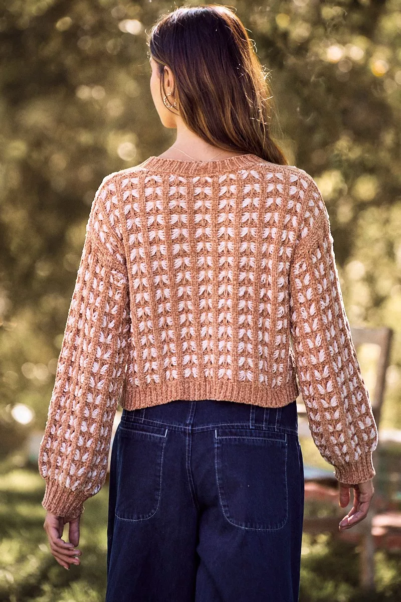 Soft Chenille Yarn Textur Button Sweater Cardigan, image 2
