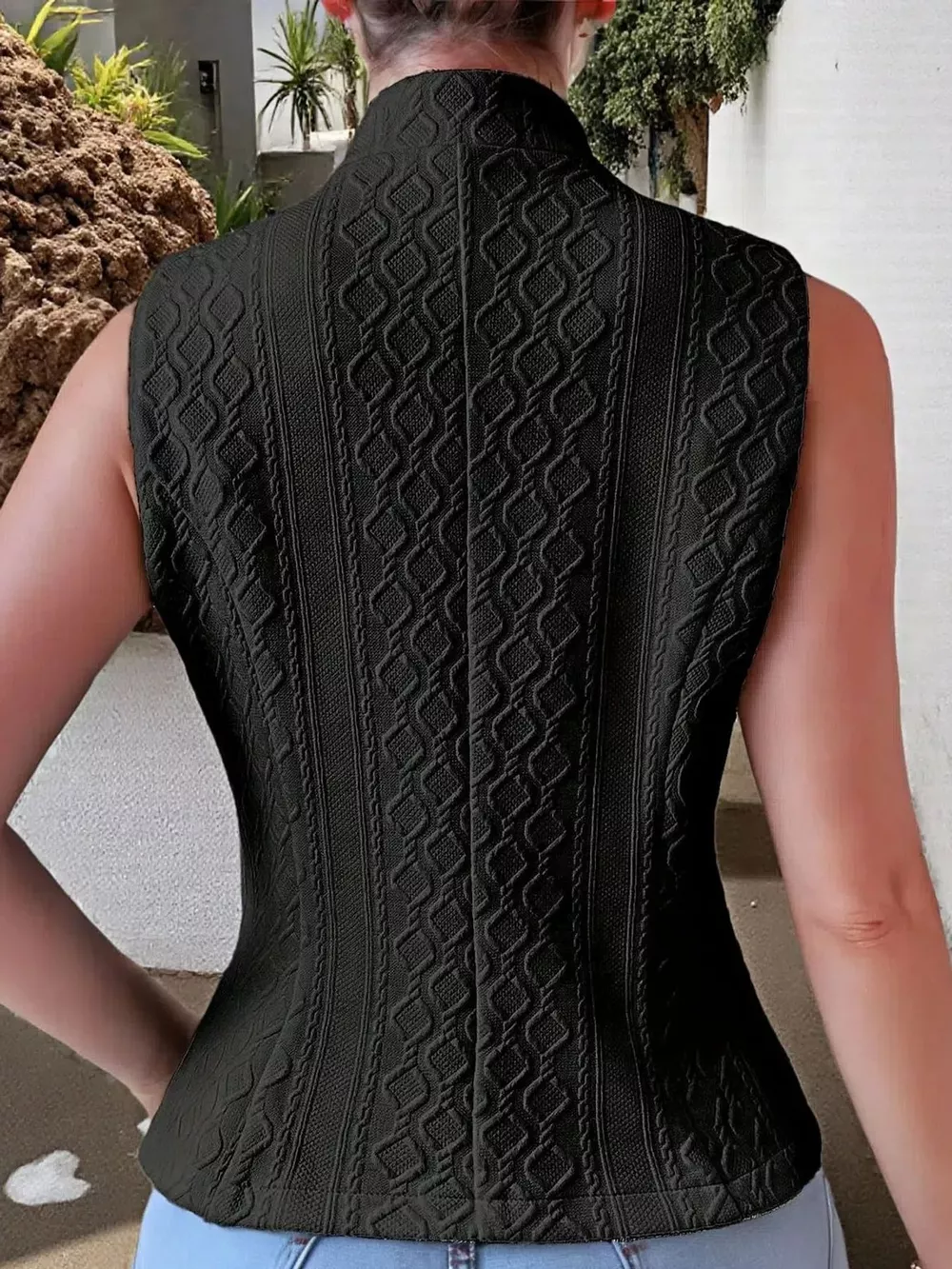 Textured Slim-Fit Button-Down Vest Coat, image 4