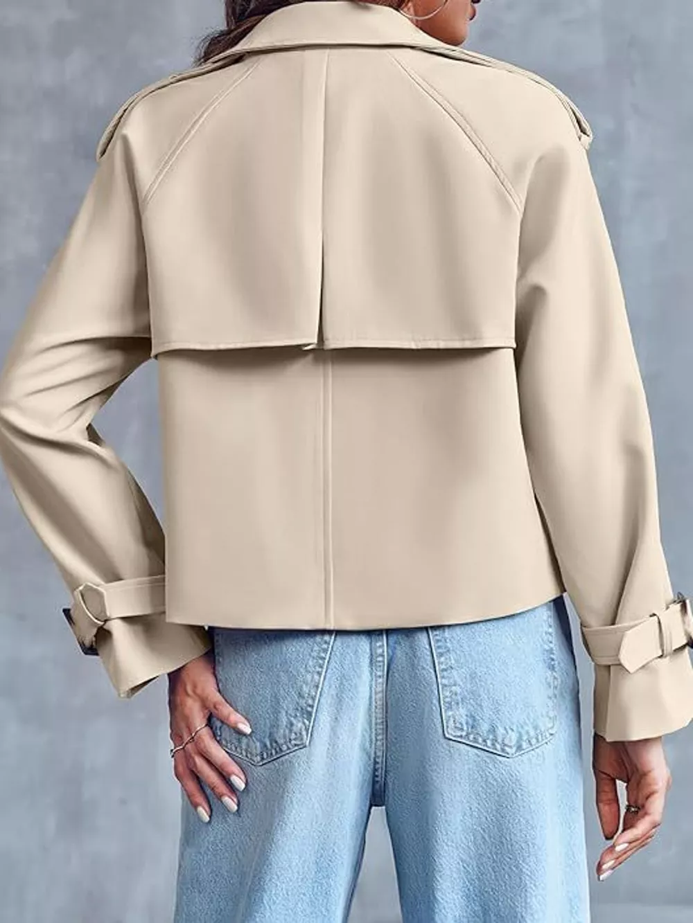 Double-Breasted Cropped Trench Outerwear, image 7