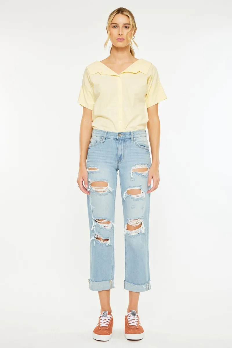 Mid Rise Distressed Boyfriend Jeans, image 4