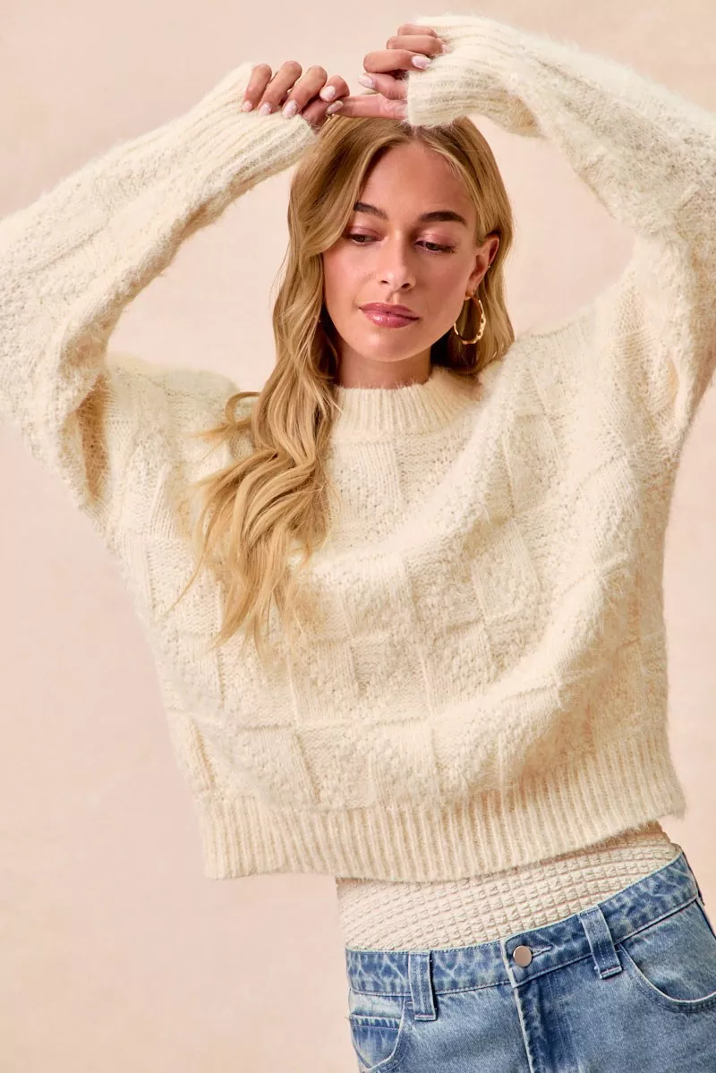 Checker Board Drop Shoulder Sweater, image 14