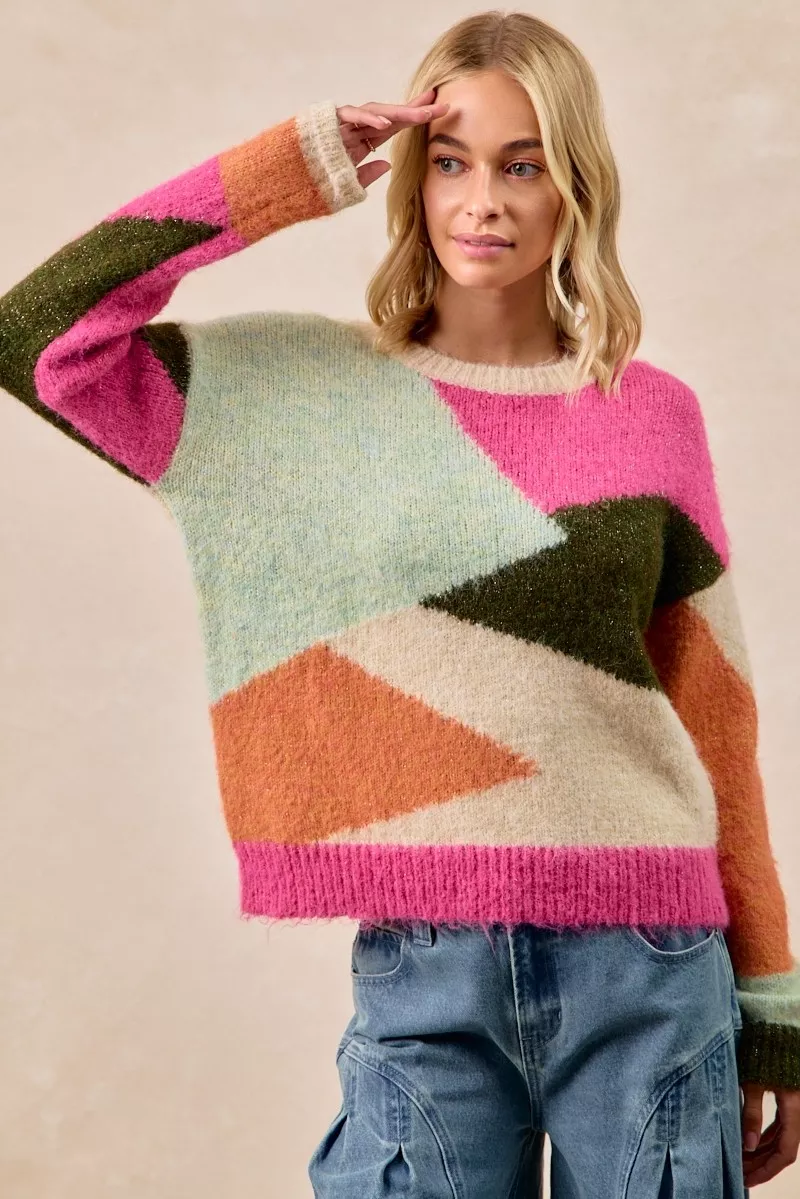 Multi Color Block Sweater Top, image 3