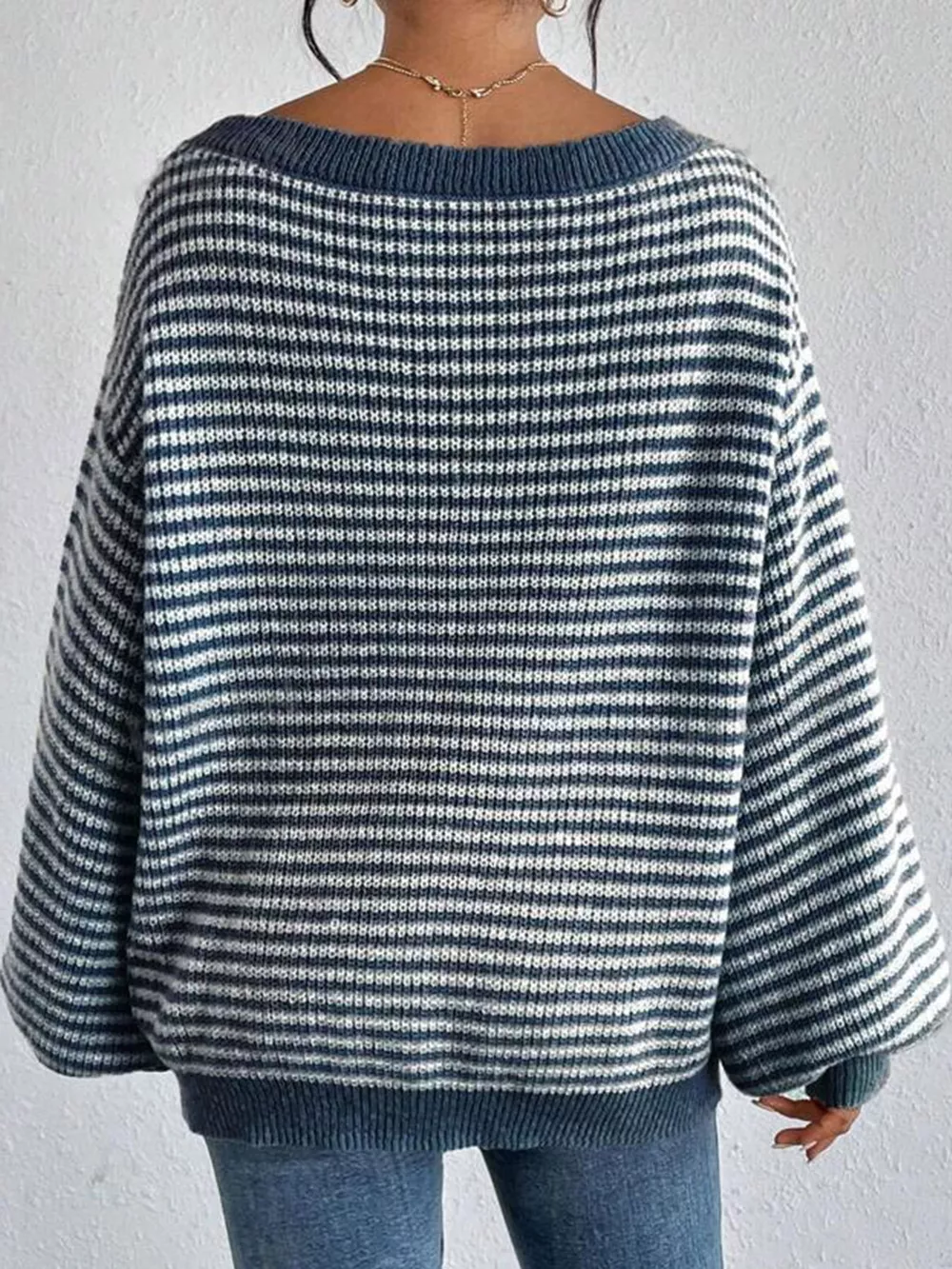 Striped Knit Boat Neck Sweater, image 10