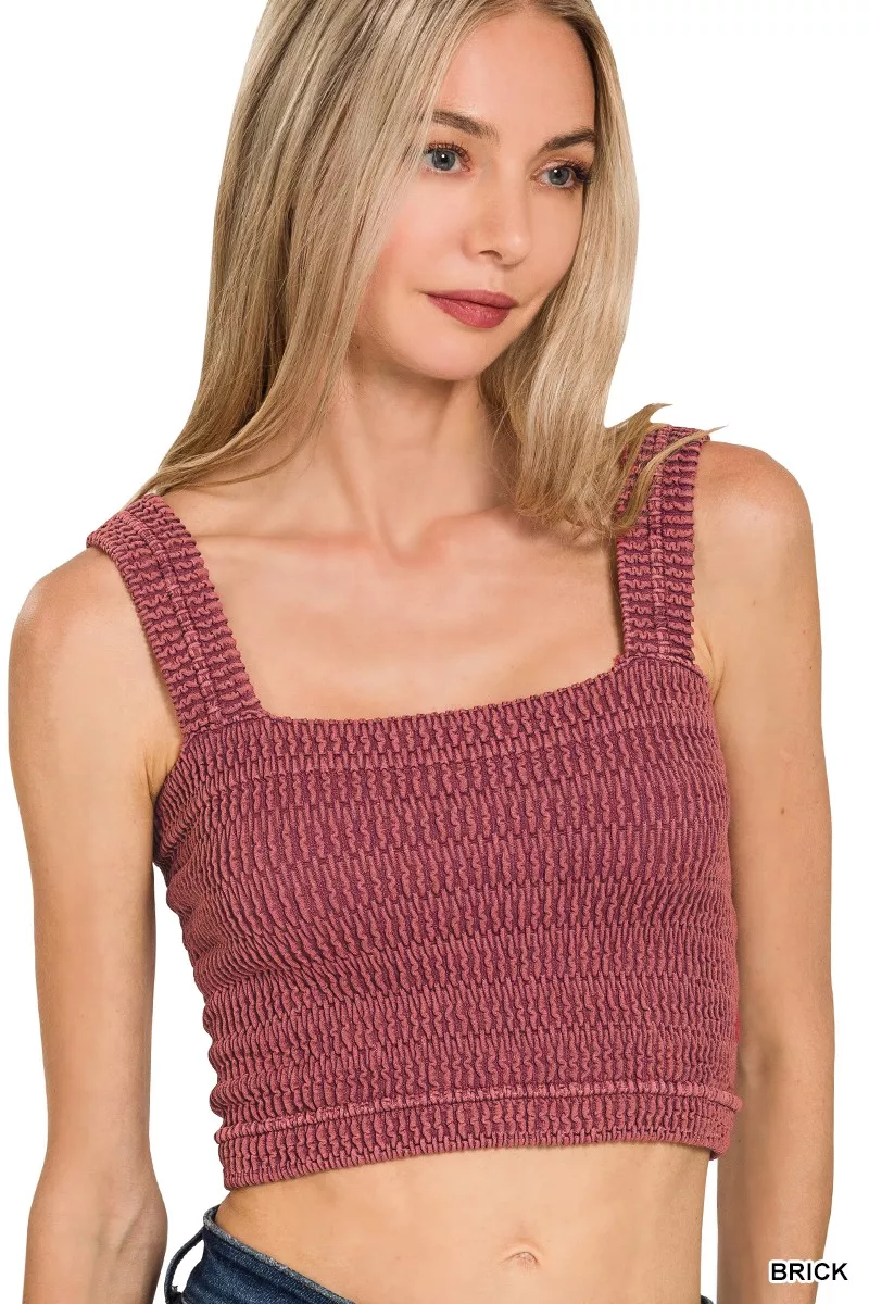 Seamless Winkle Stone Washed Bra Top, image 3