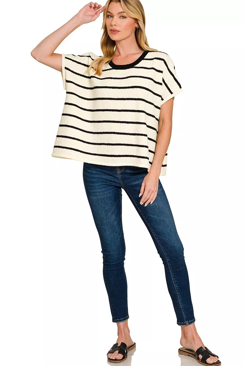 Striped Oversize Sweater Top, image 4