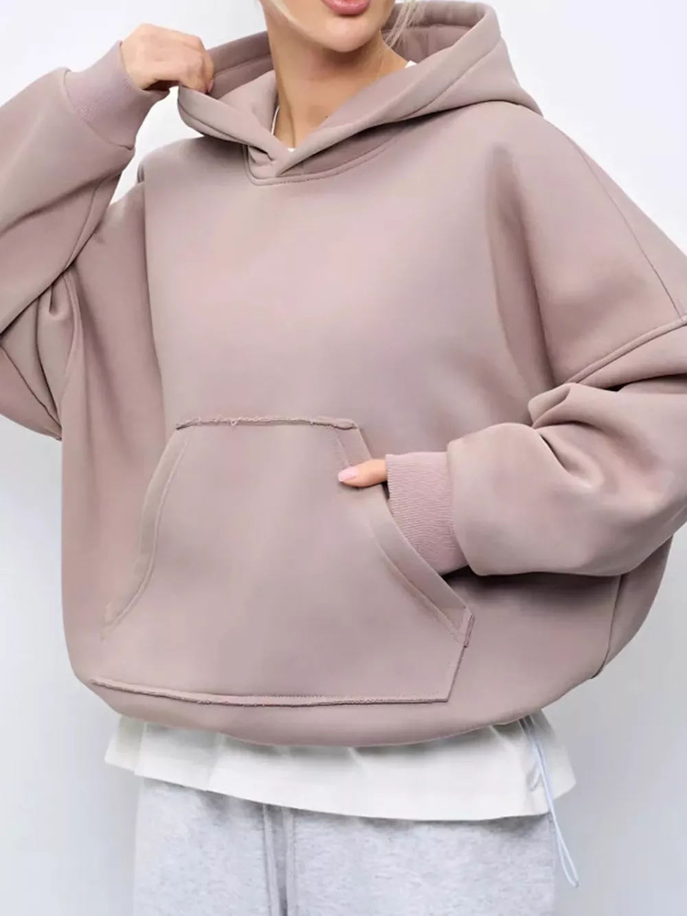 Kangaroo Pocket Dropped Shoulder Hoodie, image 7