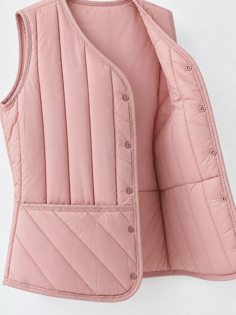 Full Size Quilted Button Up Vest Coat Plus Size, image 38