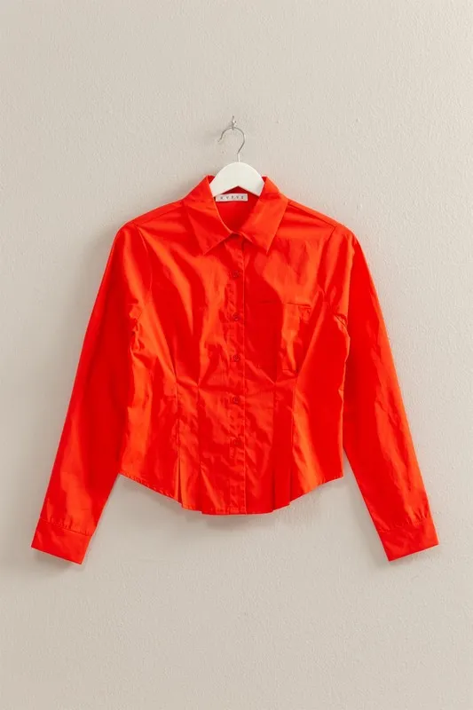 Long Sleeve Pleated Waist Poplin Shirt, image 6