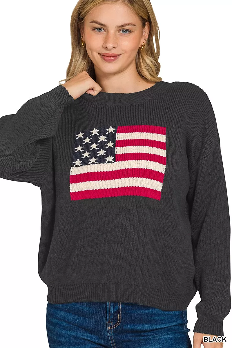 American Flag Crew Neck Sweater
