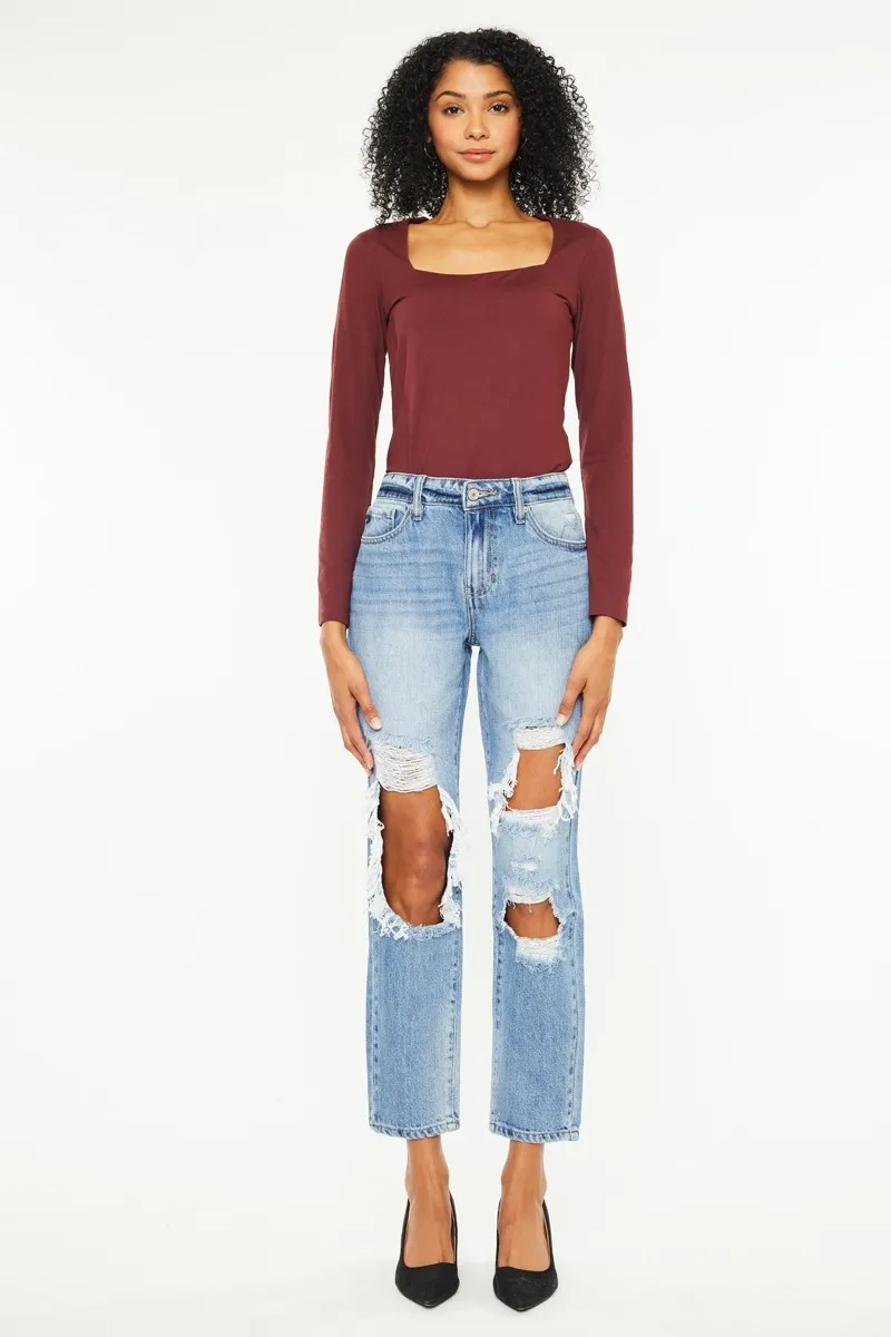 High Rise Distressed Boyfriend Jeans, image 3