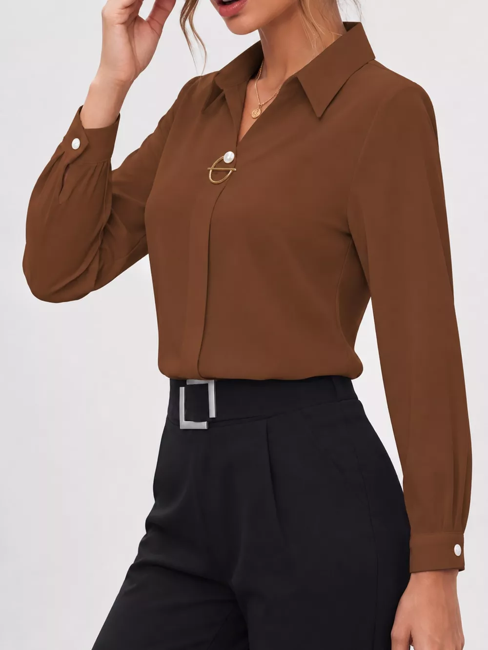 Long Sleeve Satin Blouse, image 50