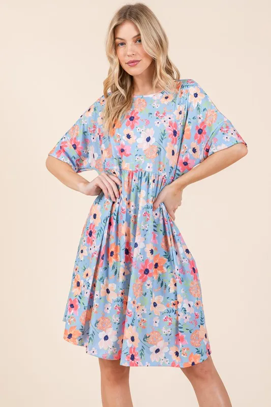 Floral Shirred Dress with Pockets, image 4