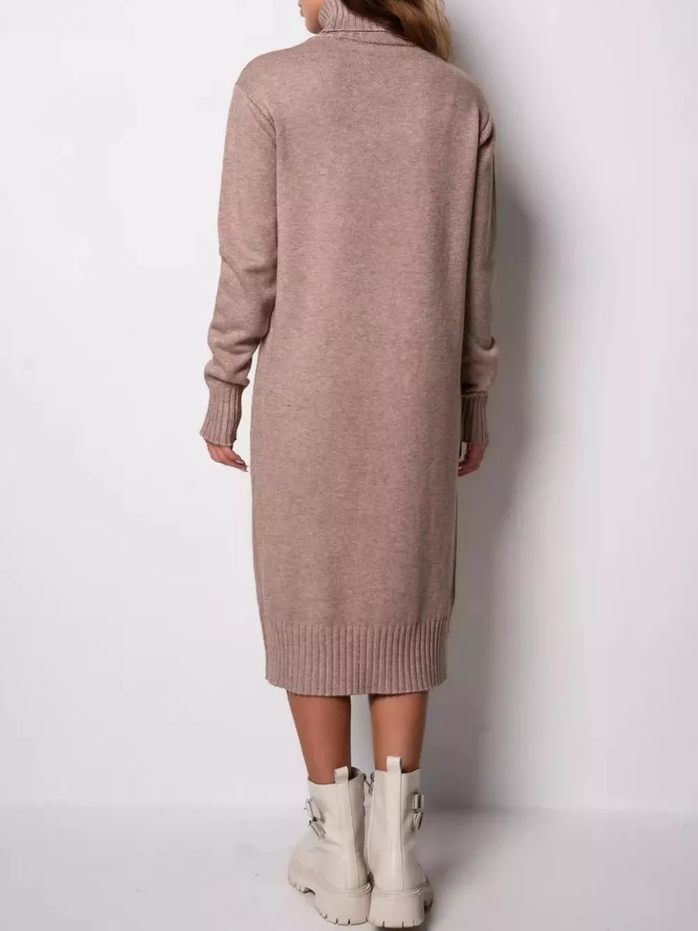 Turtleneck Ribbed Knit Sweater Dress, image 21