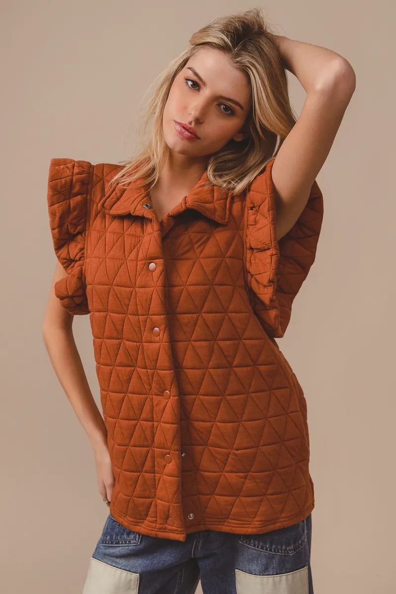 Quilting Knit Ruffle Sleeve Vest, image 6