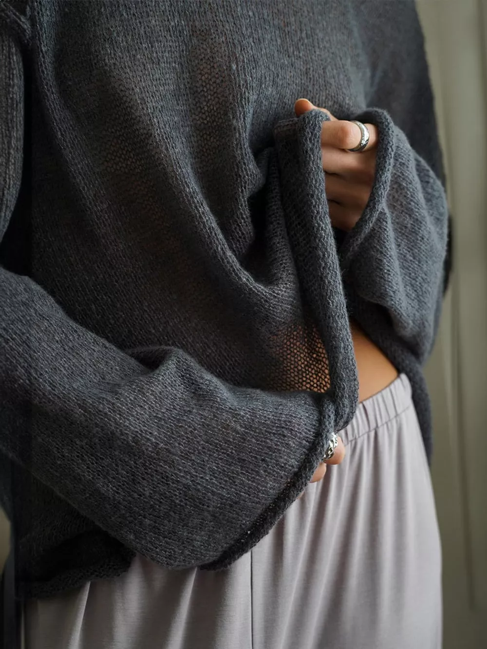 Lightweight Dropped Shoulder Knit Cover Up, image 23