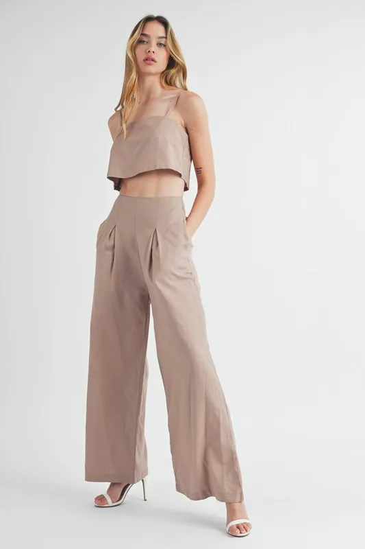 Linen Mix Crop Cami and Wide Leg Pants Set, image 3