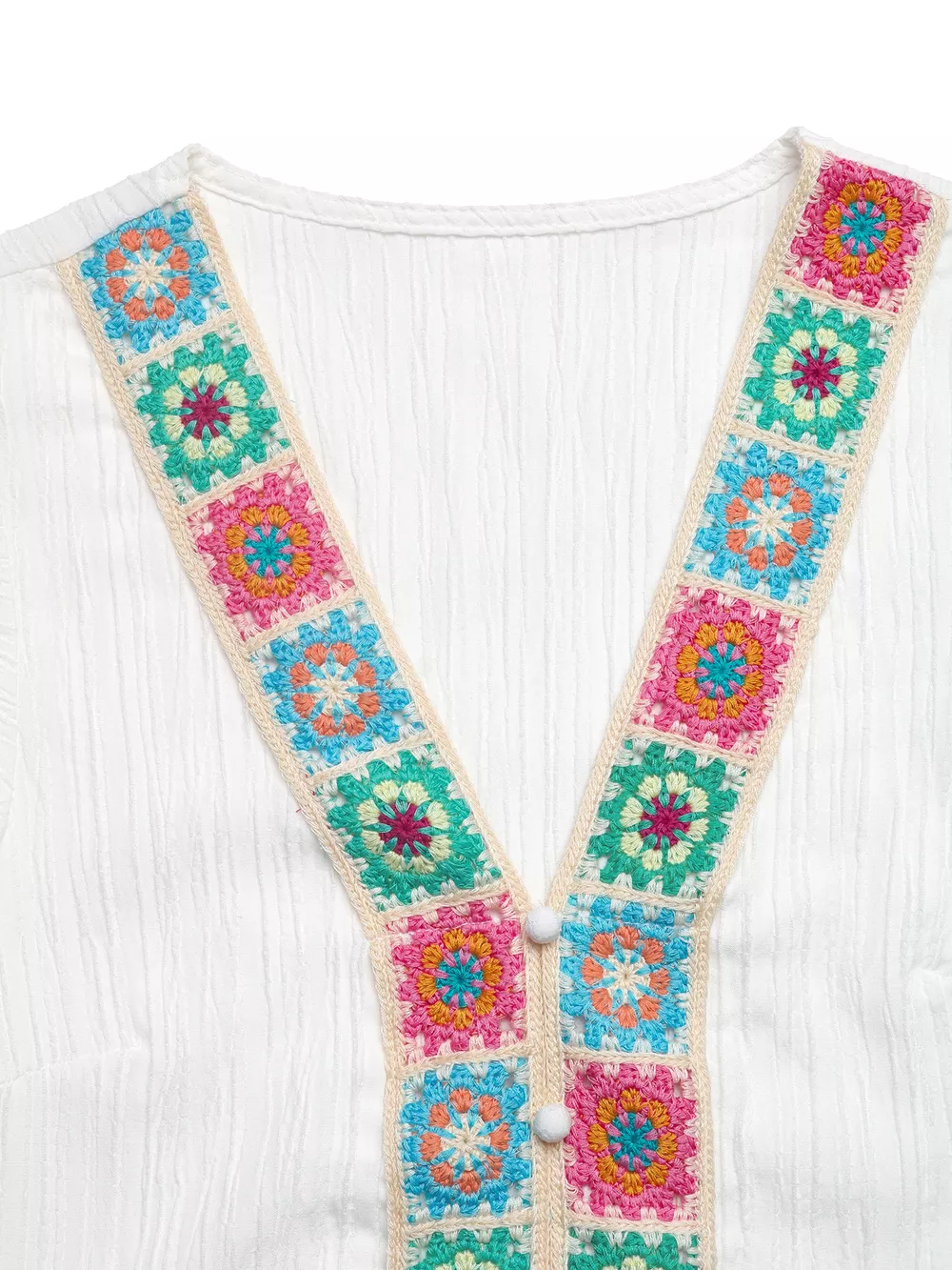 Crochet Trim V-Neck Blouse, image 9