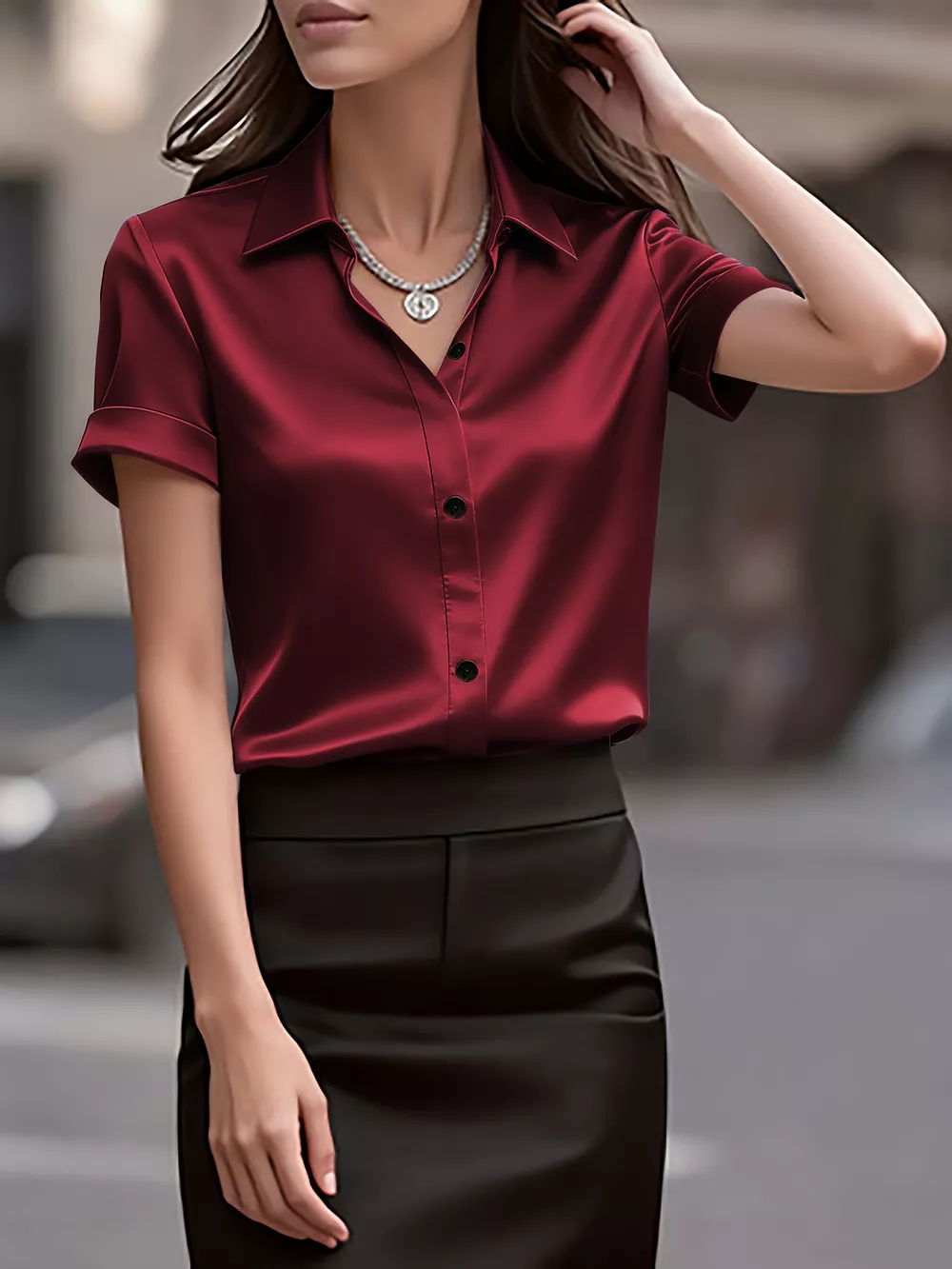 Satin Short-Sleeve Shirt, image 2