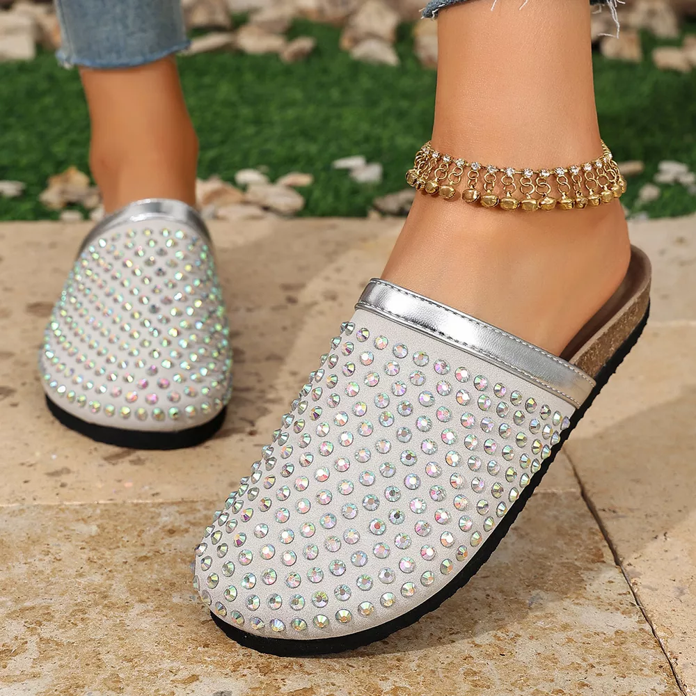 Sparkling Rhinestone Embellished Slip-On Sandals, image 6