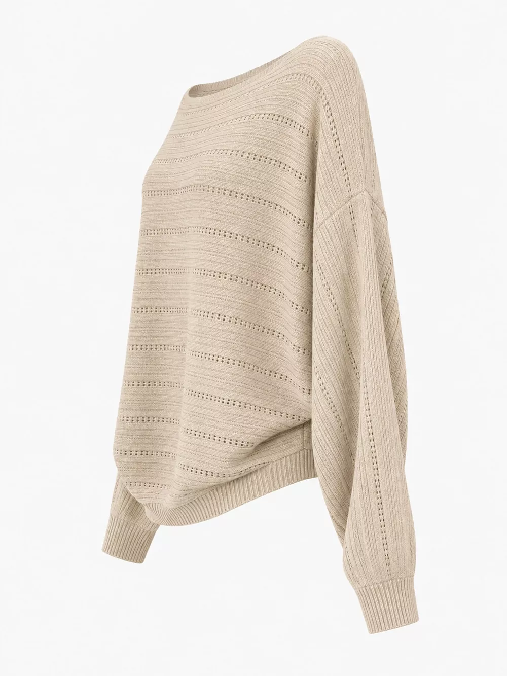 Openwork Boat Neck Sweater, image 2